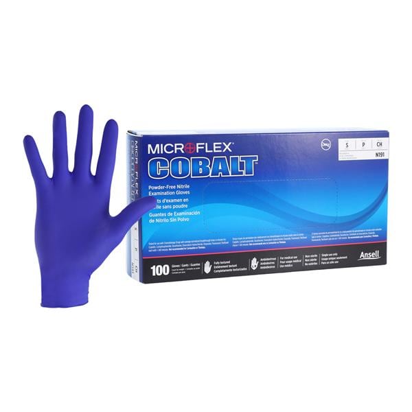 MICROFLEX Cobalt Nitrile Exam Gloves Small Blue Non-Sterile 100/Bx