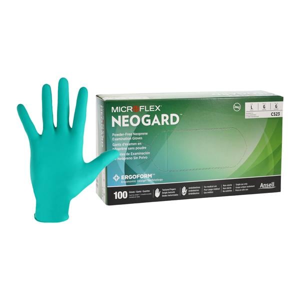 MICROFLEX Neogard Neoprene Exam Gloves Large Green Non-Sterile 100/Bx