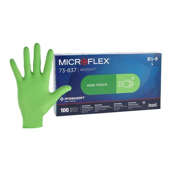 MICROFLEX Neosoft Neoprene Exam Gloves Large Green Non-Sterile 100/Bx