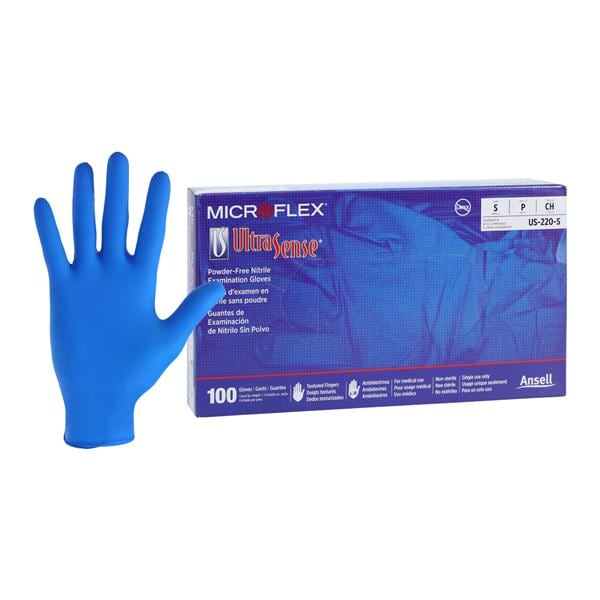 MICROFLEX UltraSense Nitrile Exam Gloves Small Blue Non-Sterile 100/Bx