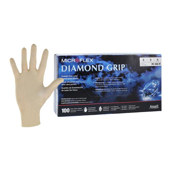 MICROFLEX Diamond Grip Latex Exam Gloves Medium Natural Non-Sterile 100/Bx