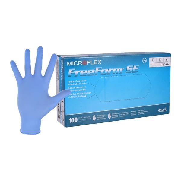MICROFLEX FreeForm SE Nitrile Exam Gloves Large Blue Non-Sterile 100/Bx
