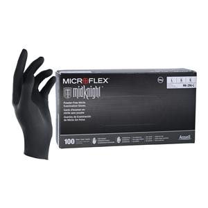MICROFLEX MidKnight Nitrile Exam Gloves Large Black Non-Sterile 100/Bx