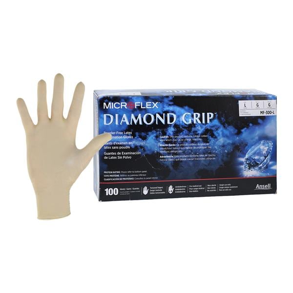 MICROFLEX Diamond Grip Latex Exam Gloves Large Natural Non-Sterile 100/Bx