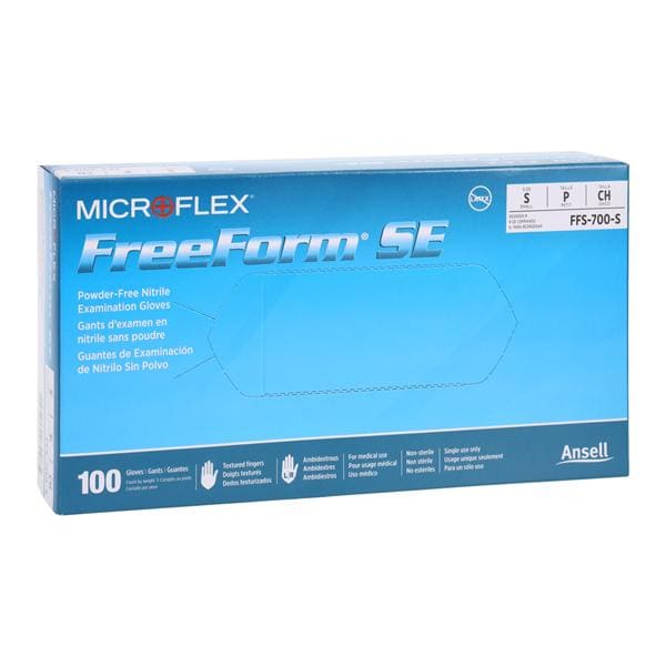 MICROFLEX FreeForm SE Nitrile Exam Gloves Small Blue Non-Sterile 100/Bx