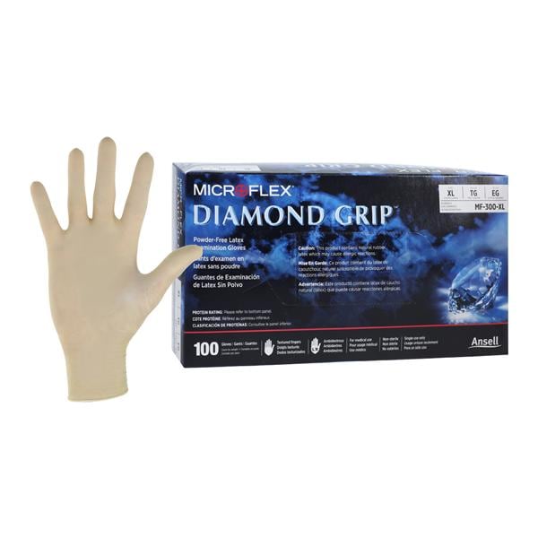 MICROFLEX Diamond Grip Latex Exam Gloves X-Large Natural Non-Sterile 100/Bx