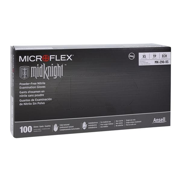 MICROFLEX MidKnight Nitrile Exam Gloves X-Large Black Non-Sterile 100/Bx