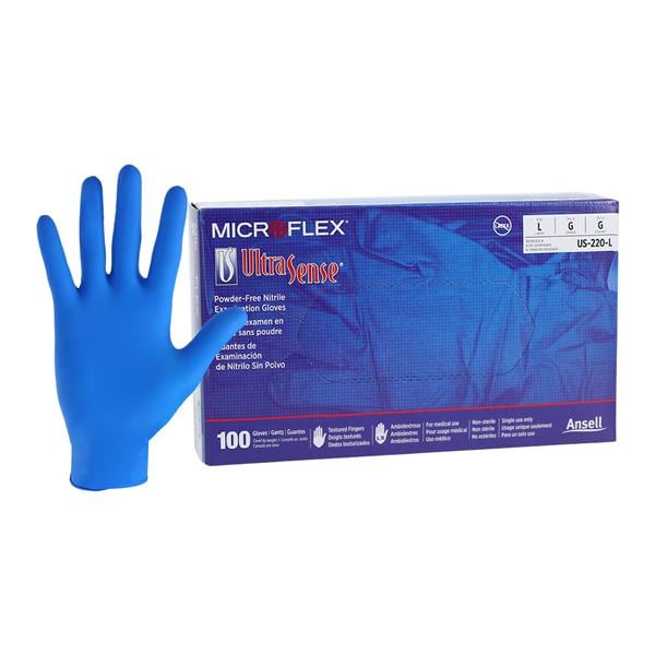 MICROFLEX UltraSense Nitrile Exam Gloves Large Blue Non-Sterile 100/Bx