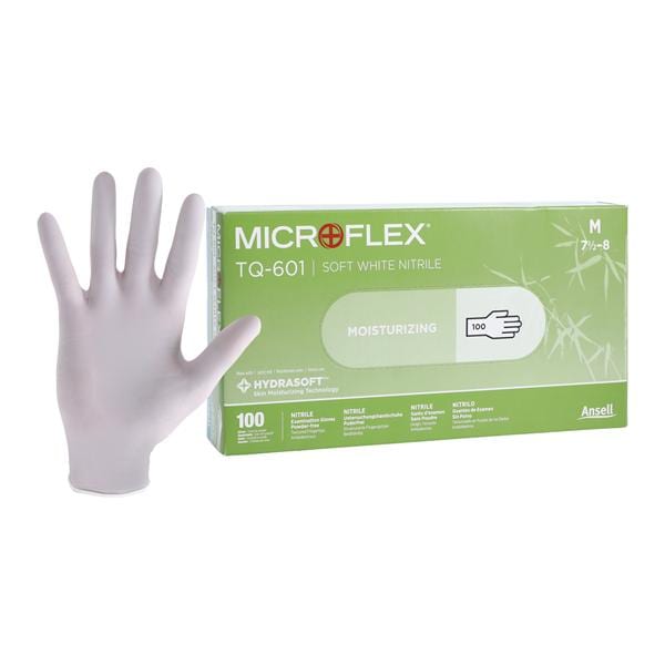 MICROFLEX Soft White Nitrile Exam Gloves Medium White Non-Sterile 100/Bx
