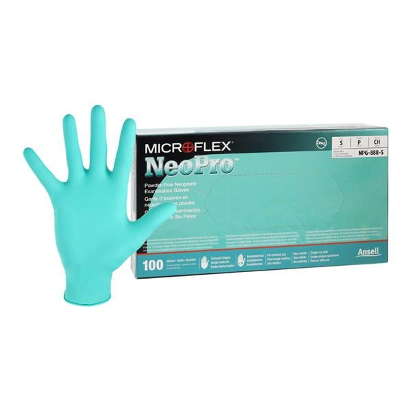 MICROFLEX NeoPro Neoprene Exam Gloves Small Green Non-Sterile 100/Bx