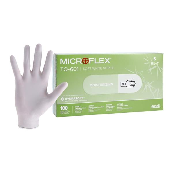 MICROFLEX Soft White Nitrile Exam Gloves Small White Non-Sterile 100/Bx