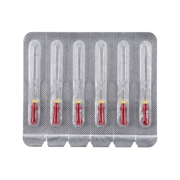 Maxima Hand Hedstrom Files 25 mm Size 55 Stnls Stl/Plstc Hndl Red 6/Pk