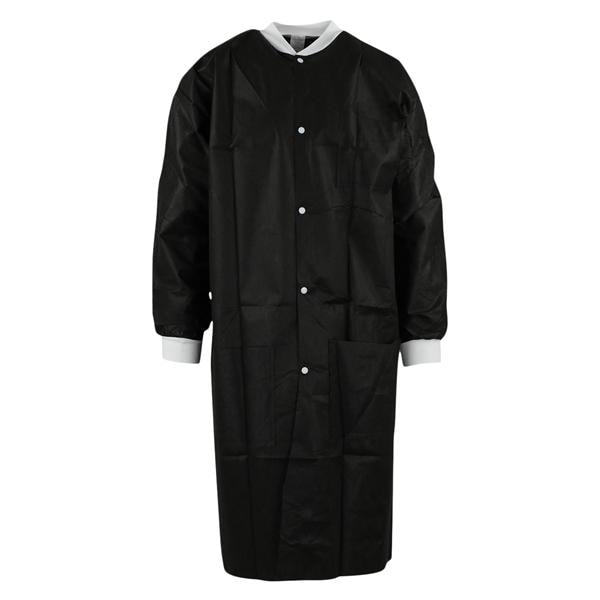 Criterion Protective Lab Coat SMS Medium Black 10/Pk