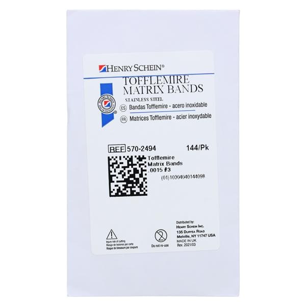 Tofflemire Matrix Band 0.0015 in 3 144/Pk