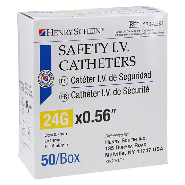 IV Catheter Push Button 24 Gauge 0.5" 50/Bx, 4 BX/CA