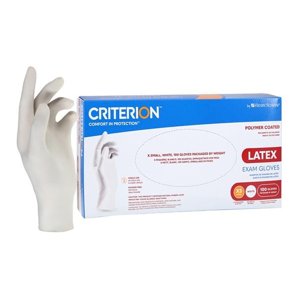 Criterion Polymer Coated Latex Exam Gloves X-Small Natural Non-Sterile 100/Bx