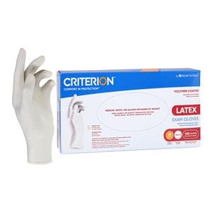 Criterion Polymer Coated Latex Exam Gloves Medium Natural Non-Sterile 100/Bx