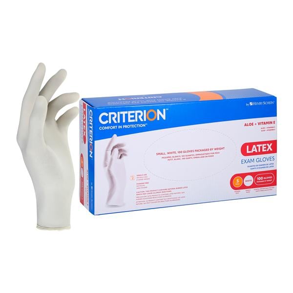 Criterion Aloe + Vitamin E Latex Exam Gloves Small White Non-Sterile 100/Bx