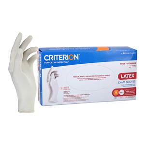 Criterion Aloe + Vitamin E Latex Exam Gloves Medium White Non-Sterile 100/Bx