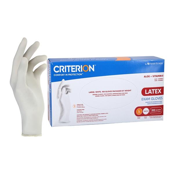 Criterion Aloe + Vitamin E Latex Exam Gloves Large White Non-Sterile 100/Bx