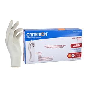 Criterion Aloe + Vitamin E Latex Exam Gloves X-Large White Non-Sterile 90/Bx