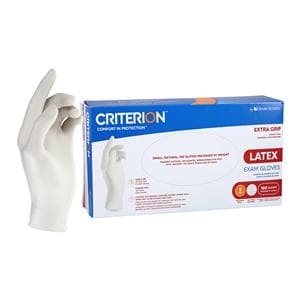 Criterion Extra Grip Latex Exam Gloves Small White Non-Sterile 100/Bx