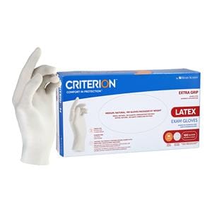 Criterion Extra Grip Latex Exam Gloves Medium White Non-Sterile 100/Bx