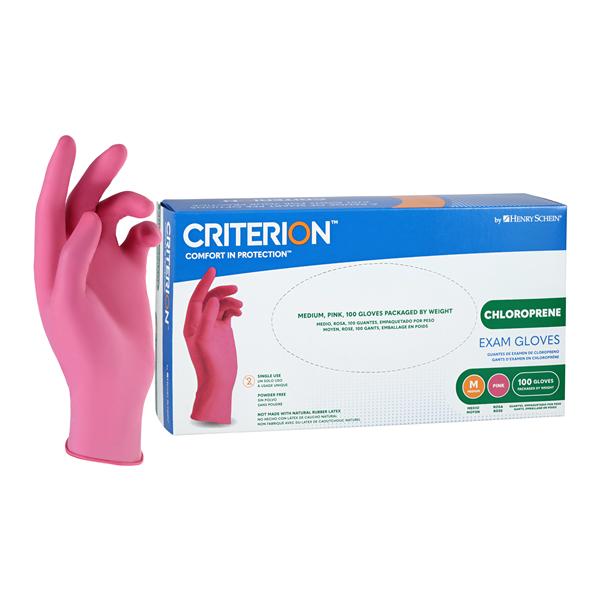 Criterion Chloroprene Exam Gloves Medium Pink Non-Sterile 100/Bx