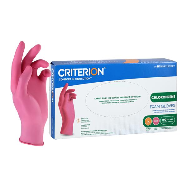 Criterion Chloroprene Exam Gloves Large Pink Non-Sterile 100/Bx