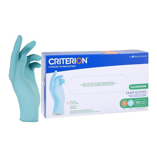Criterion Chloroprene Exam Gloves Small Aqua Blue Non-Sterile 100/Bx