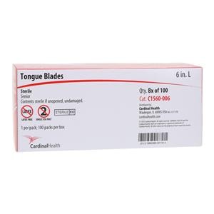 Tongue Depressor 6 in Wood Sterile Senior 100/Bx, 10 BX/CA