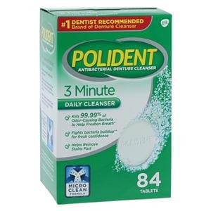 Polident Denture Cleanser Triple Mint Fresh Tablets 84/Bx