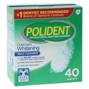 Polident Denture Cleanser Triple Mint Fresh Tablets 40/Bx