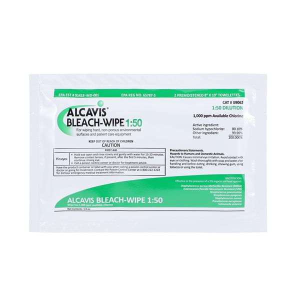 Alcavis Wipes Disinfectant Doubles Individually Packaged 50/Bx, 8 BX/CA