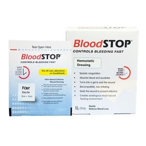 BloodStop Carboxymethyl Cellulose Hemostatic Dressing 2x2cm Strl Mn Pd Adhr LF, 20 BX/CA