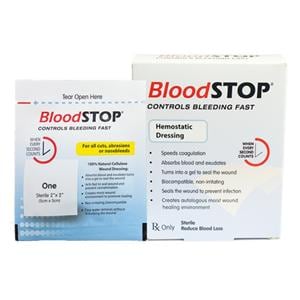 BloodStop Carboxymethyl Cellulose Hemostatic Dressing 2x2" Sterile Adherent LF, 20 BX/CA