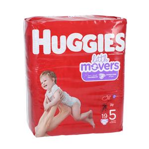 Huggies Little Movers Diaper Maximum Unisex White FrgrncFr Size 5 27lbs+ 19/Pk, 4 PK/CA