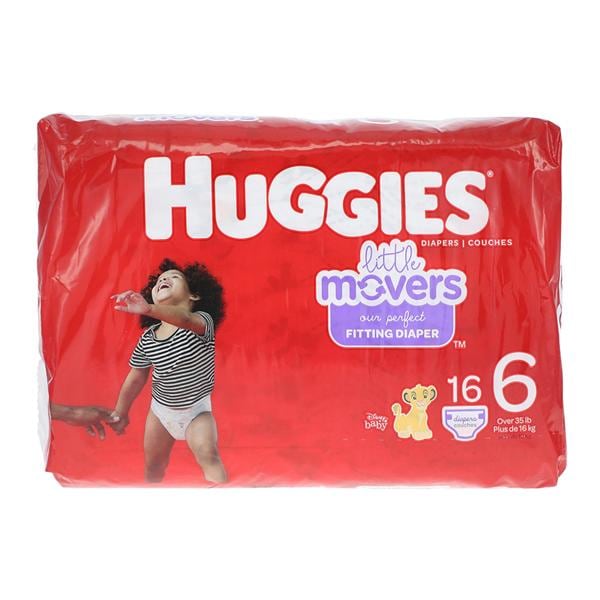 Huggies Little Movers Diaper Max Unisex Wht FrgrncFr Disney Size 6 35lbs+ 16/PK, 4 PK/CA