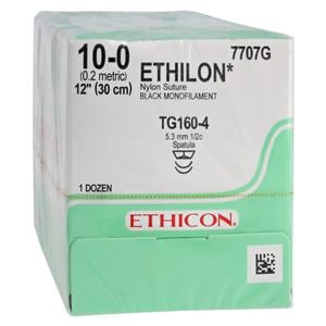 Ethilon Suture 10-0 1x12" Nylon Monofilament TG160-4/TG160-4 Black 12/Bx