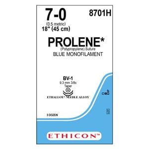 Prolene Suture 7-0 18" Polypropylene Monofilament BV-1/BV-1 Blue 36/Bx