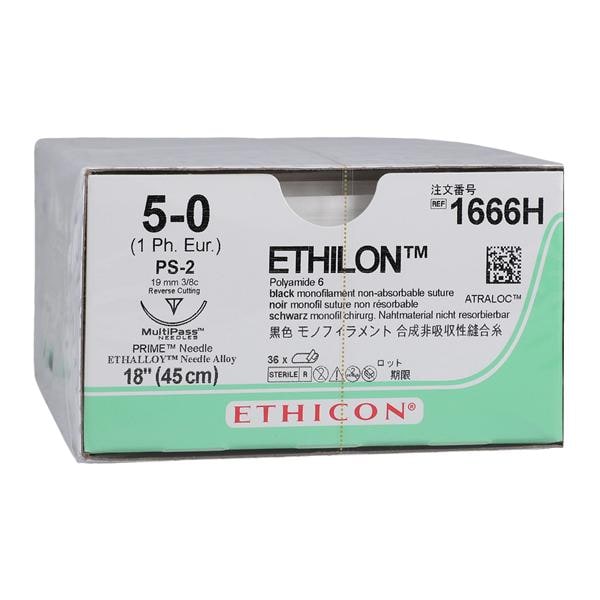 Ethilon Suture 5-0 18" Nylon Monofilament PS-2 Black 36/Bx