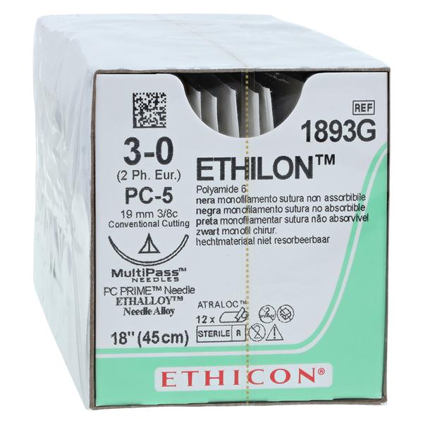 Ethilon Suture 3-0 1x18" Nylon Monofilament PC-5 Black Bx