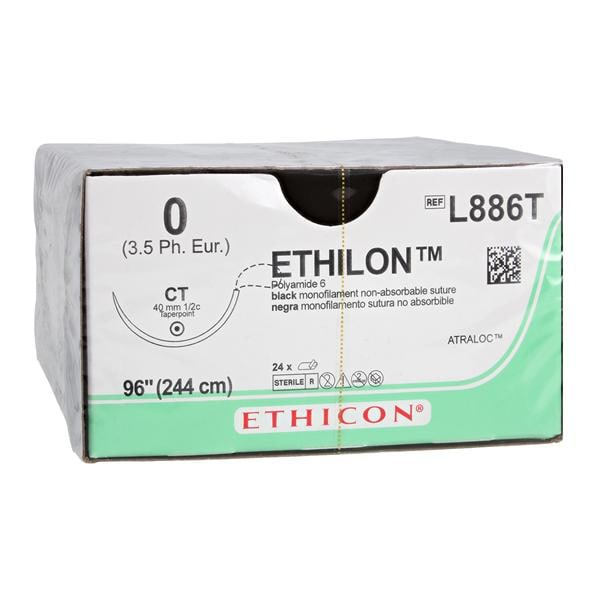Ethilon Suture 0 48" Nylon Monofilament CT Black 24/Bx