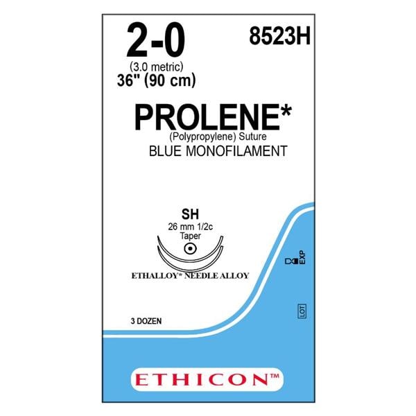 Prolene Suture 2-0 36" Polypropylene Monofilament SH/SH Blue 36/Bx