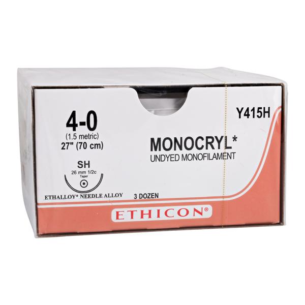 Monocryl Suture 4-0 27" Poliglecaprone 25 Monofilament SH Undyed 36/Bx