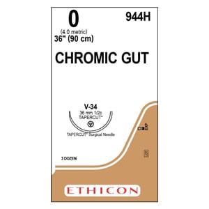 _ Suture 0 36" Chromic Gut Monofilament V-34 Brown 36/Bx