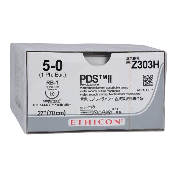 PDS II Suture 5-0 27" Polydioxanone Monofilament RB-1 Violet 36/Bx