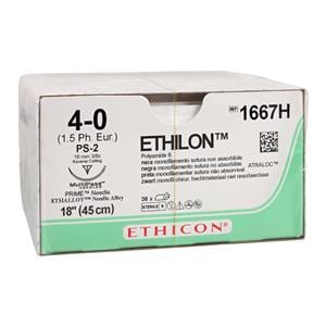 Ethilon Suture 4-0 18" Nylon Monofilament PS-2 Black 36/Bx