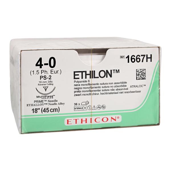 Ethilon Suture 4-0 18" Nylon Monofilament PS-2 Black 36/Bx