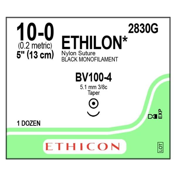 Ethilon Suture 10-0 5" Nylon Monofilament BV100-4 Black 12/Bx